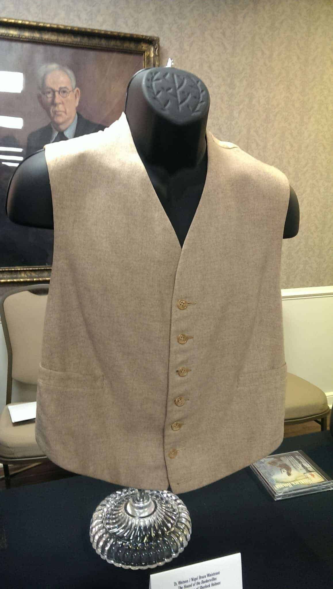 Dr. Watson waistcoat from THE HOUSE OF THE BASKERVILLES and THE ADVENTURES OF SHERLOCK HOLMES, 1939. Cream-colored vest with beige back.