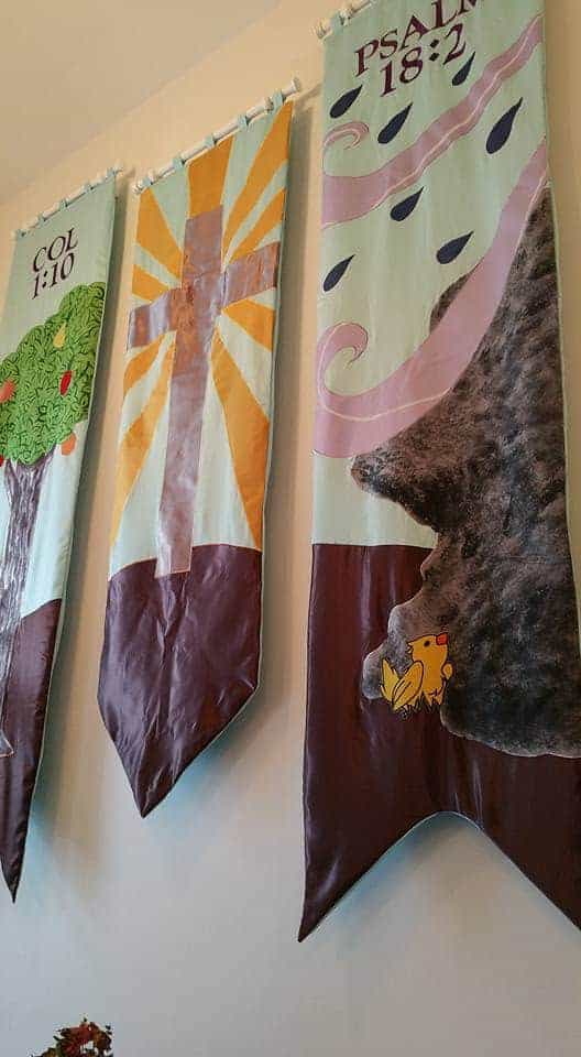 Banners by Kristie Good and Emily Wallin-Kale. Photo courtesy Alena Van Arendonk.