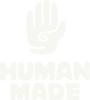 hand with swirl in palm and face, with text reading "human made"